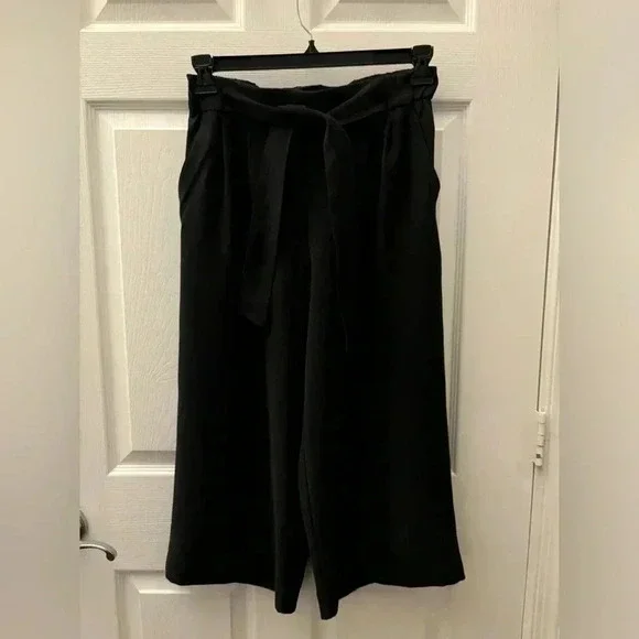 Lululemon Noir Crop Black Waist Tie High Rise Wide Leg Pants size 8 - Picture 4 of 7